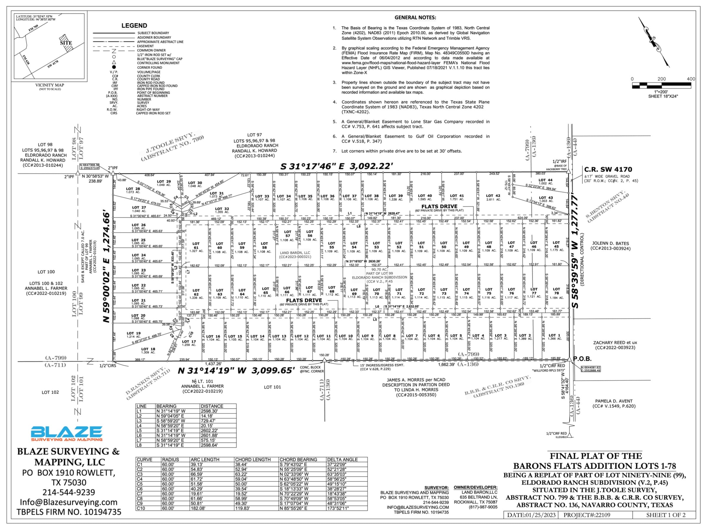 Baron Flats plat map